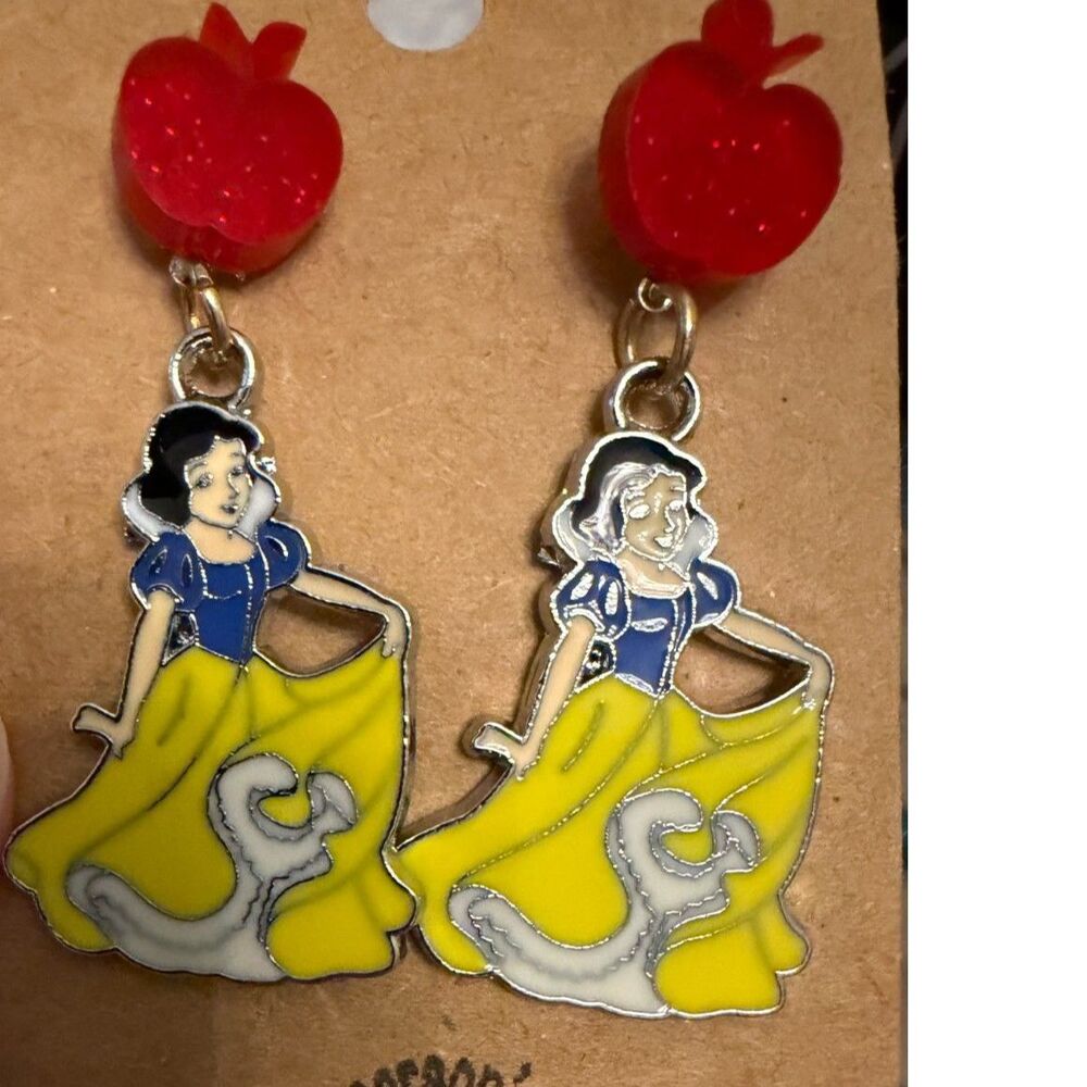 Handmade Snow White Inspired Red Apple Dangle Earrings